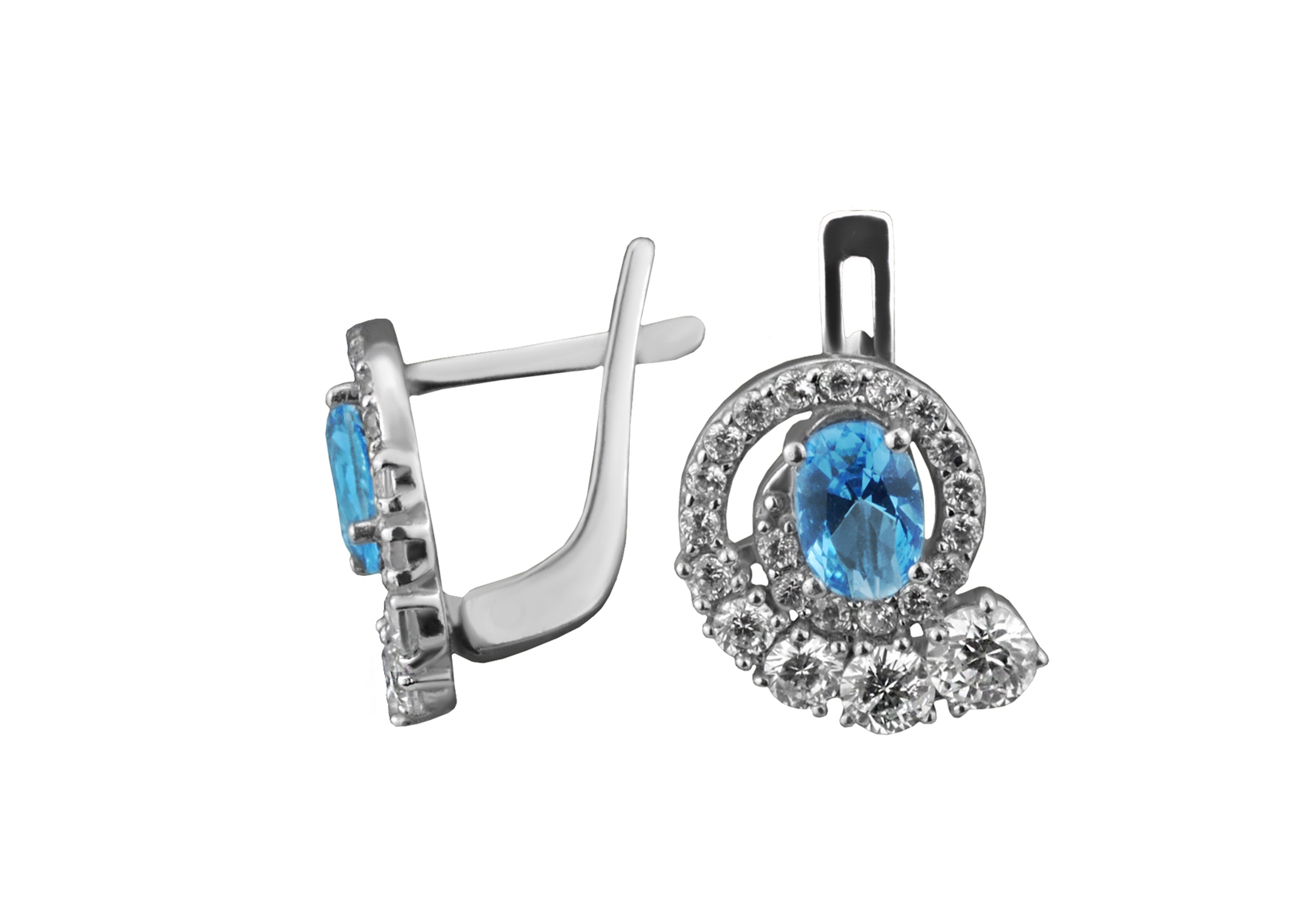 

Серьги серебряные с голубым кварцем Доротея 2931/9р QSWB