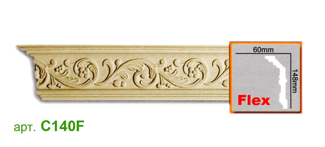 

Карниз Gaudi гибкий C140F (148x60)мм