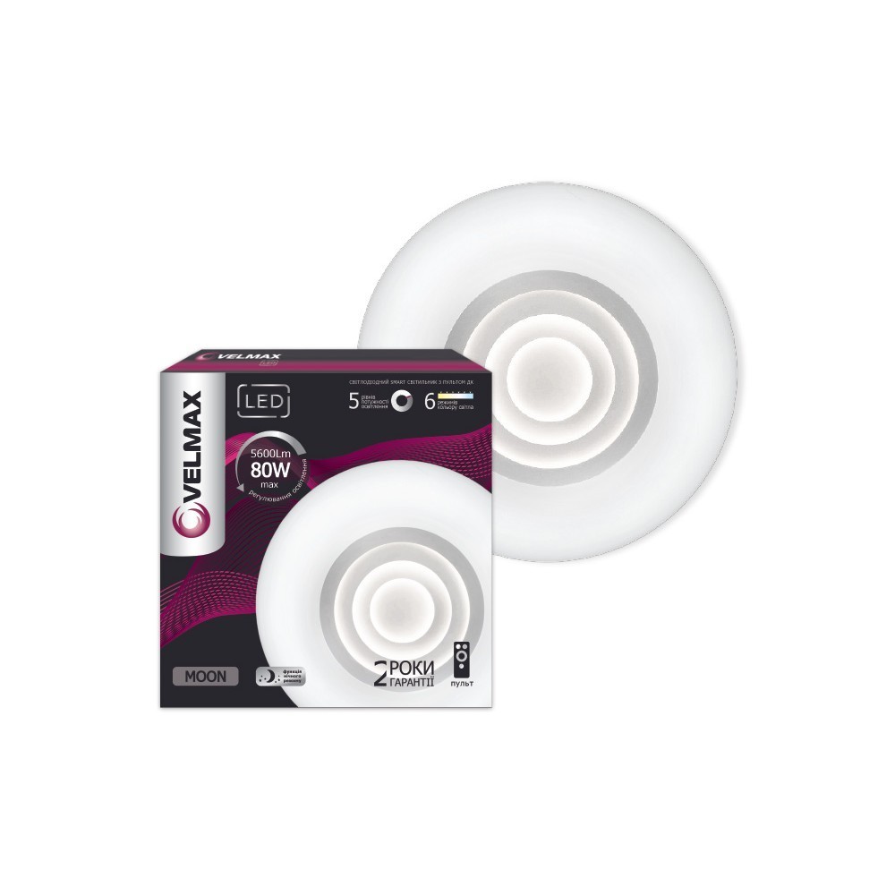 

Светильник светодиодный VELMAX V-CL-MOON 80W Smart 3000K-6500K 5600Lm