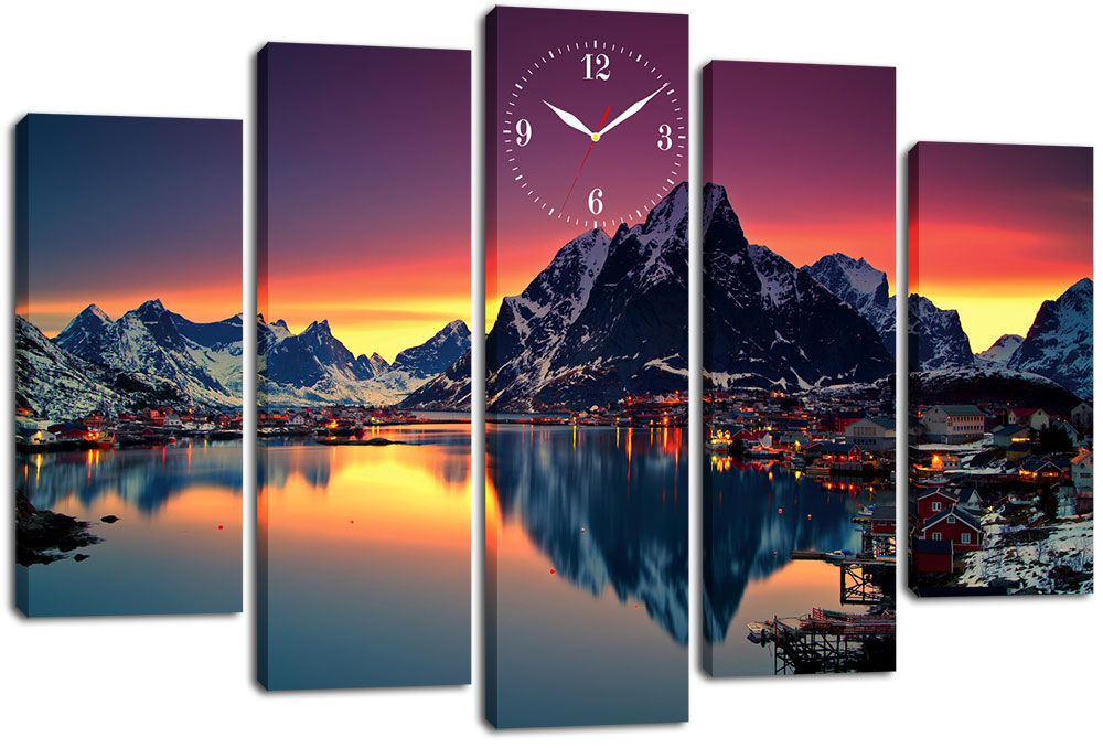 

Модульная картина с часами DK Place 80x120 см (m5c-chf58)