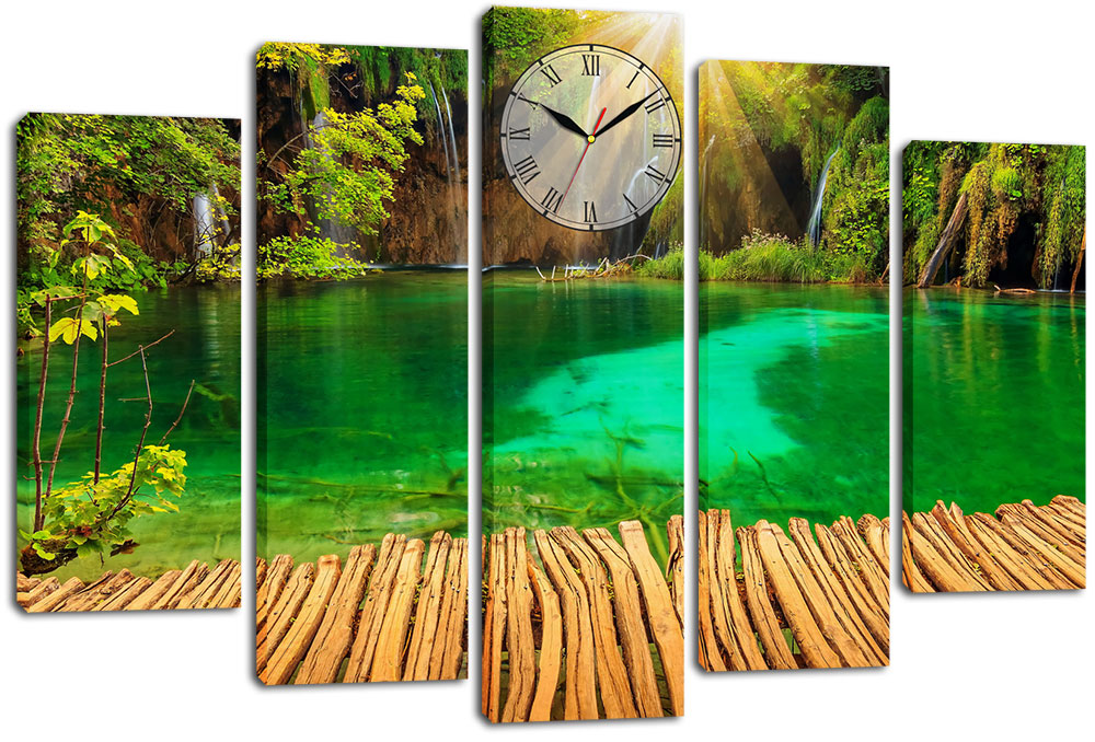 

Модульная картина с часами DK Place 80x120 см (m5c-chf39)