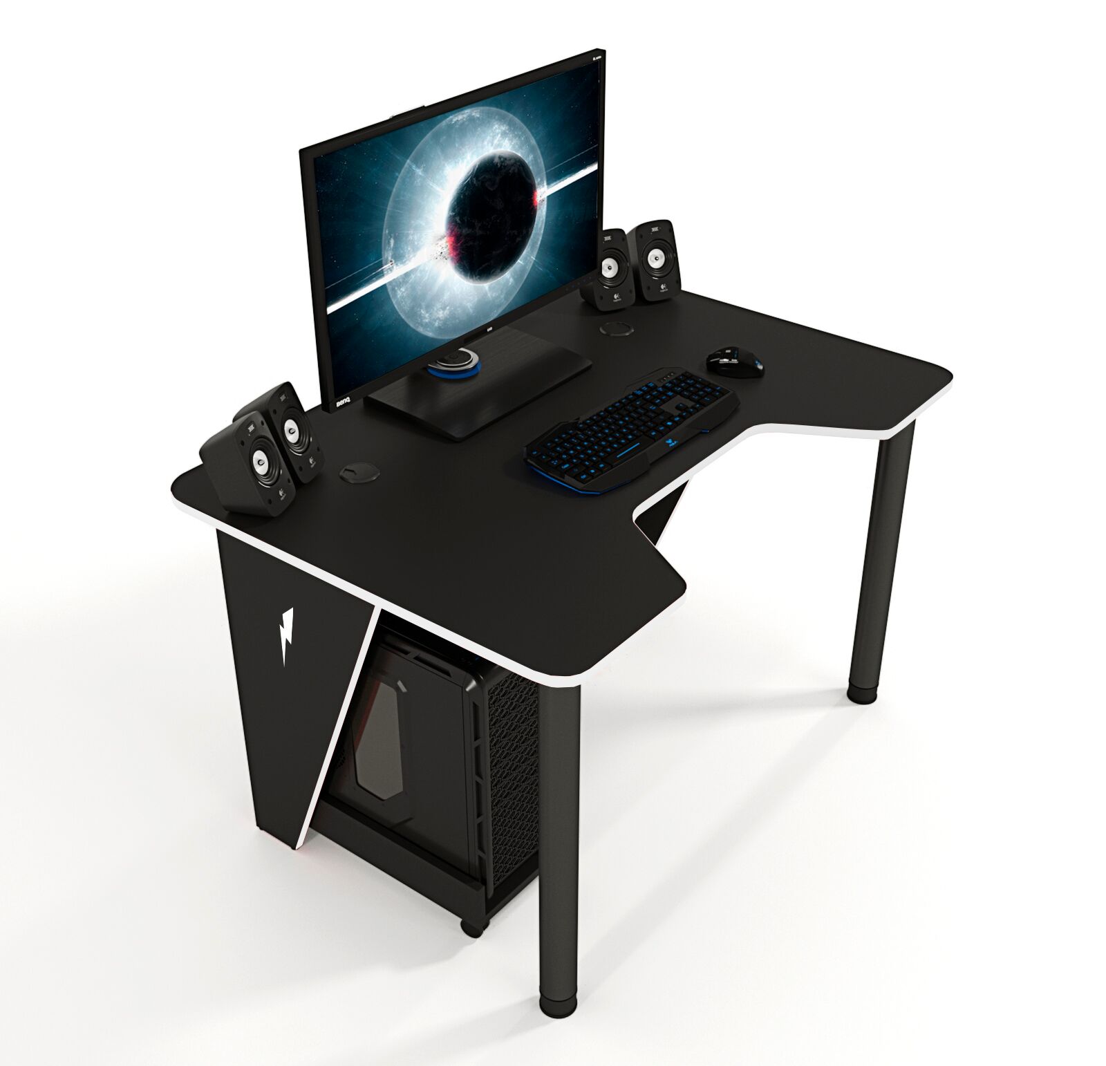 

Геймерский игровой стол ZEUS™ IVAR-1200, черный/белый