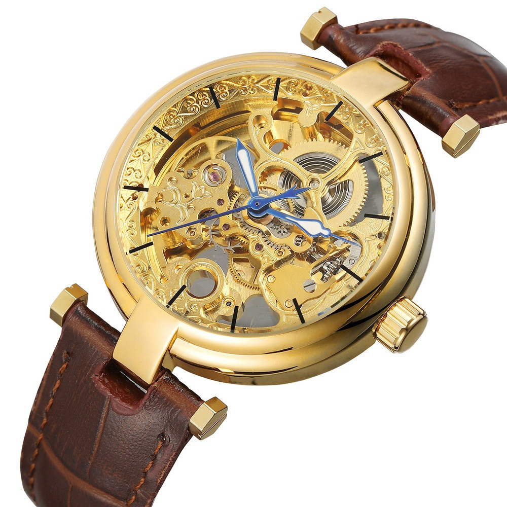 

Механические часы Forsining Skeleton (brown-gold)