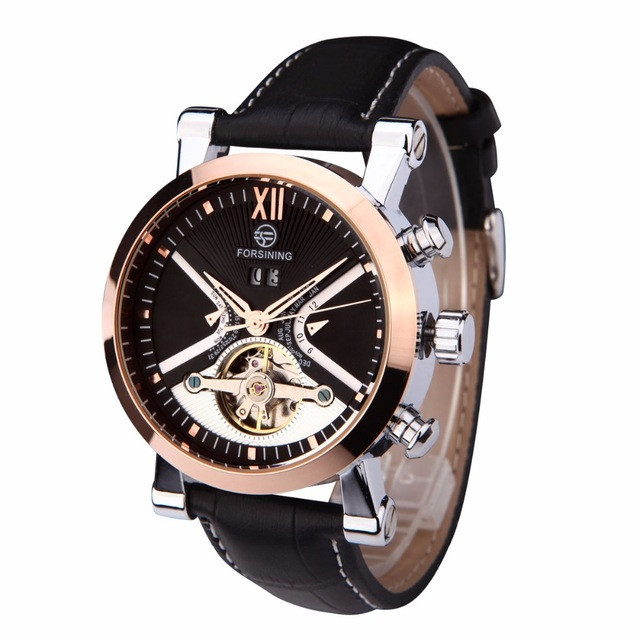 

Механические часы с автоподзаводом Forsining (black-bronze)