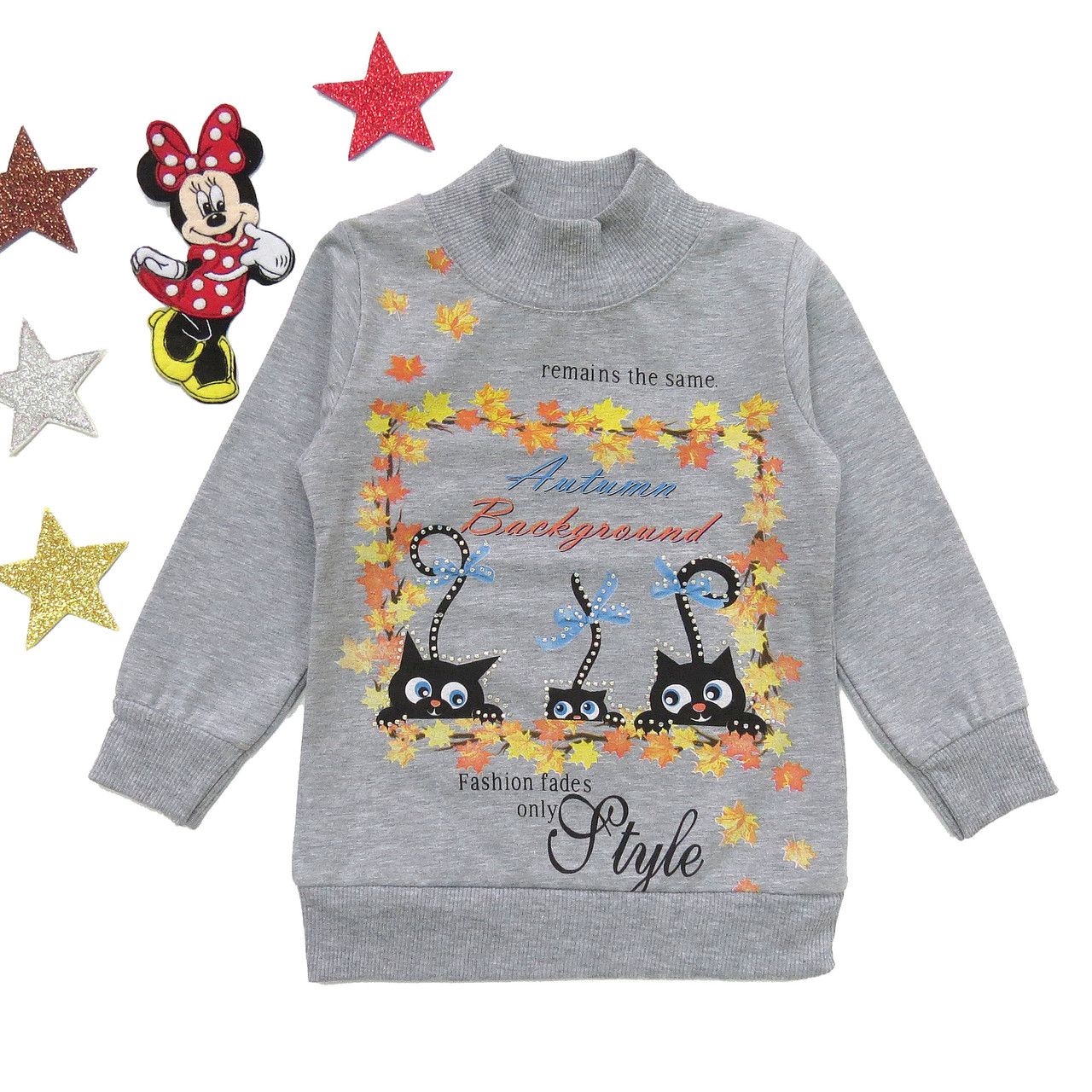 

Утепленный свитшот "Котята" Lily kids для девочки 104 см Серый 15715