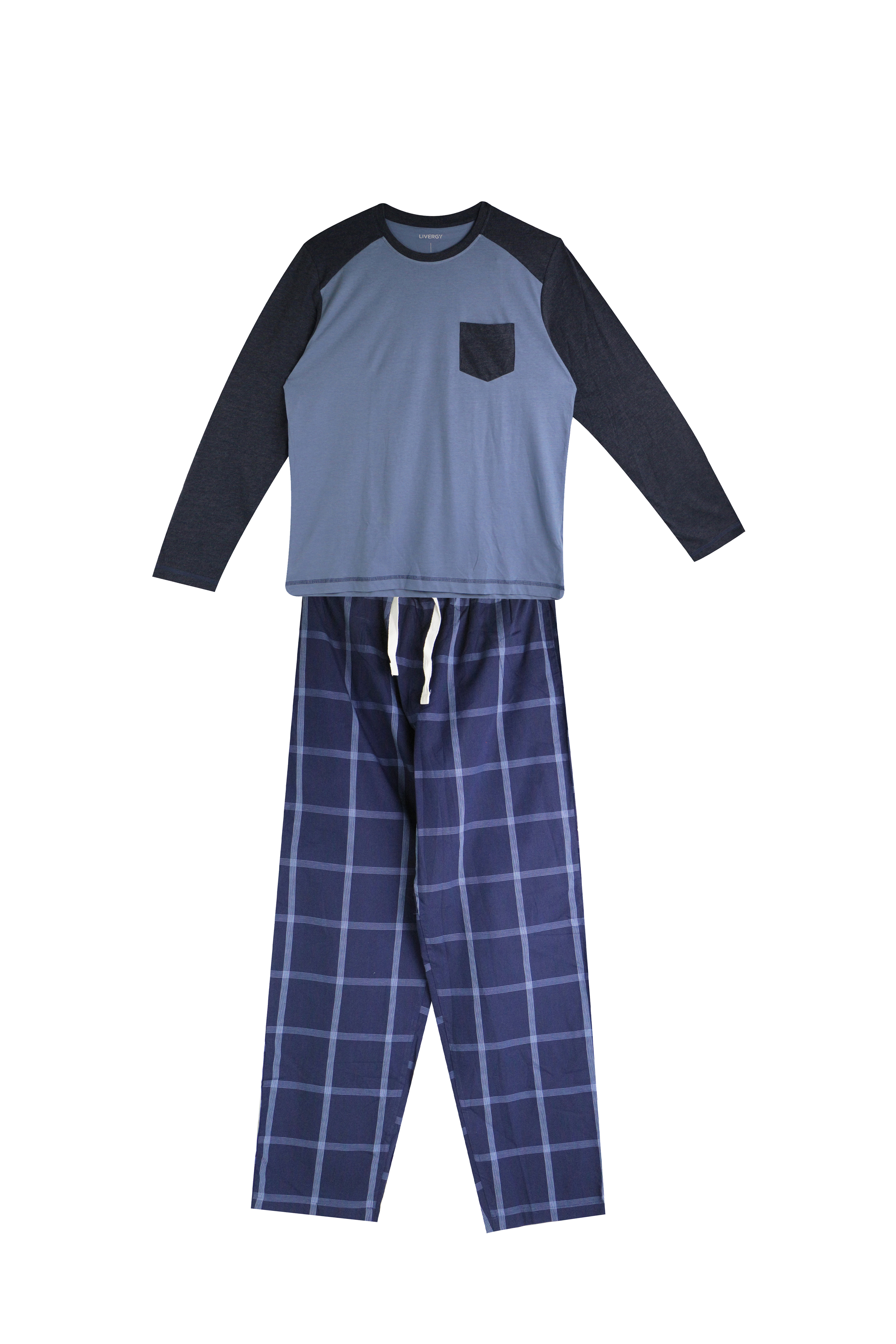 

Мужская тонкая пижама - лонгслив и брюки LIVERGY M(48/50) разноцветный WE1-550004