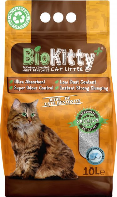 

Наповнювач бентонітовий для котячого туалету BioKitty Plus Compact Size (0,6-2,2 мм) Marseille Soap 10л