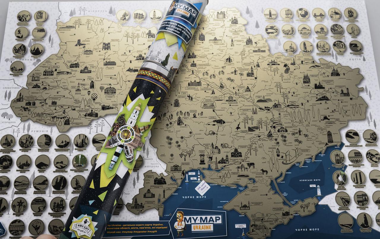 

Скретч карта отметок путешествий по Украине My Map Ukraine карта путешественника украинский язык