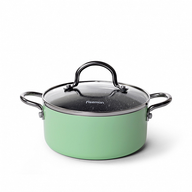 

Кастрюля Fissman Mini Chef 16х7см/1.3л с антипригарным каменным покрытием и стеклянной крышкой (AL-4237.16)