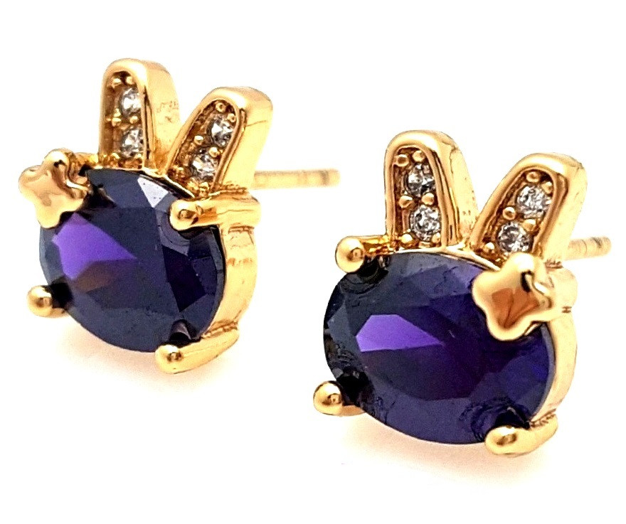 

Серьги медицинское золото Xuping 704562 10х8 мм с фиолетовым камнем