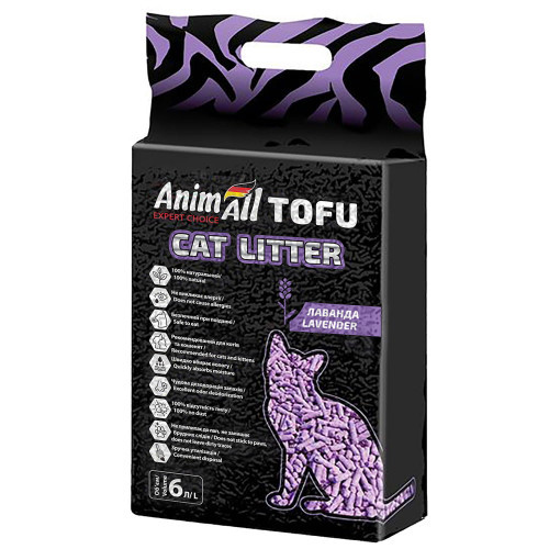 

Наполнитель для кошачьего туалета AnimAll Tofu соевый с ароматом лаванды, 2.6 кг/6 л