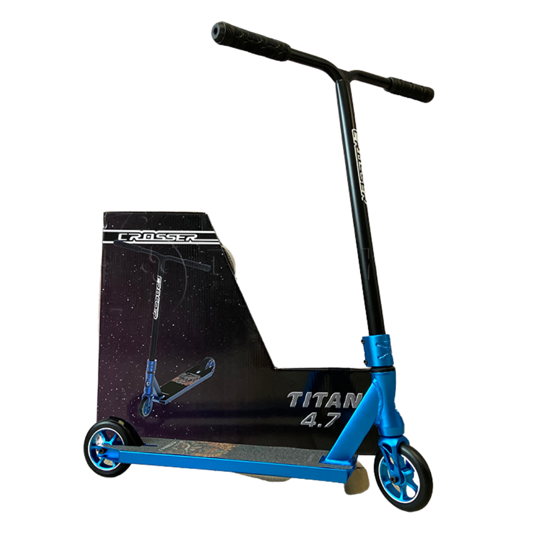 

Трюковый самокат Crosser Titan 4.7 120mm с пегами синий