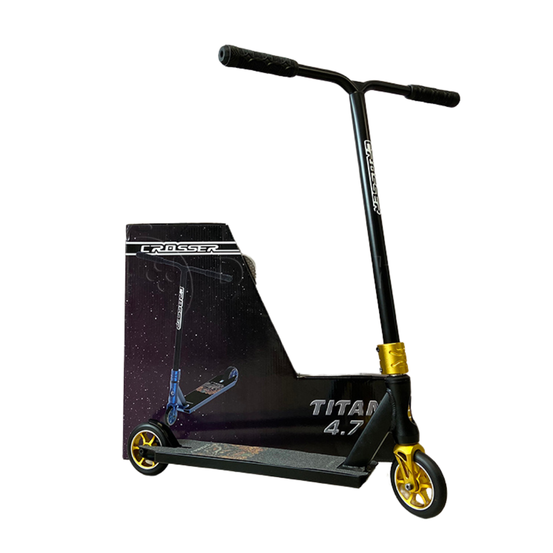 

Трюковый самокат Crosser Titan 4.7 110 mm с пегами золото