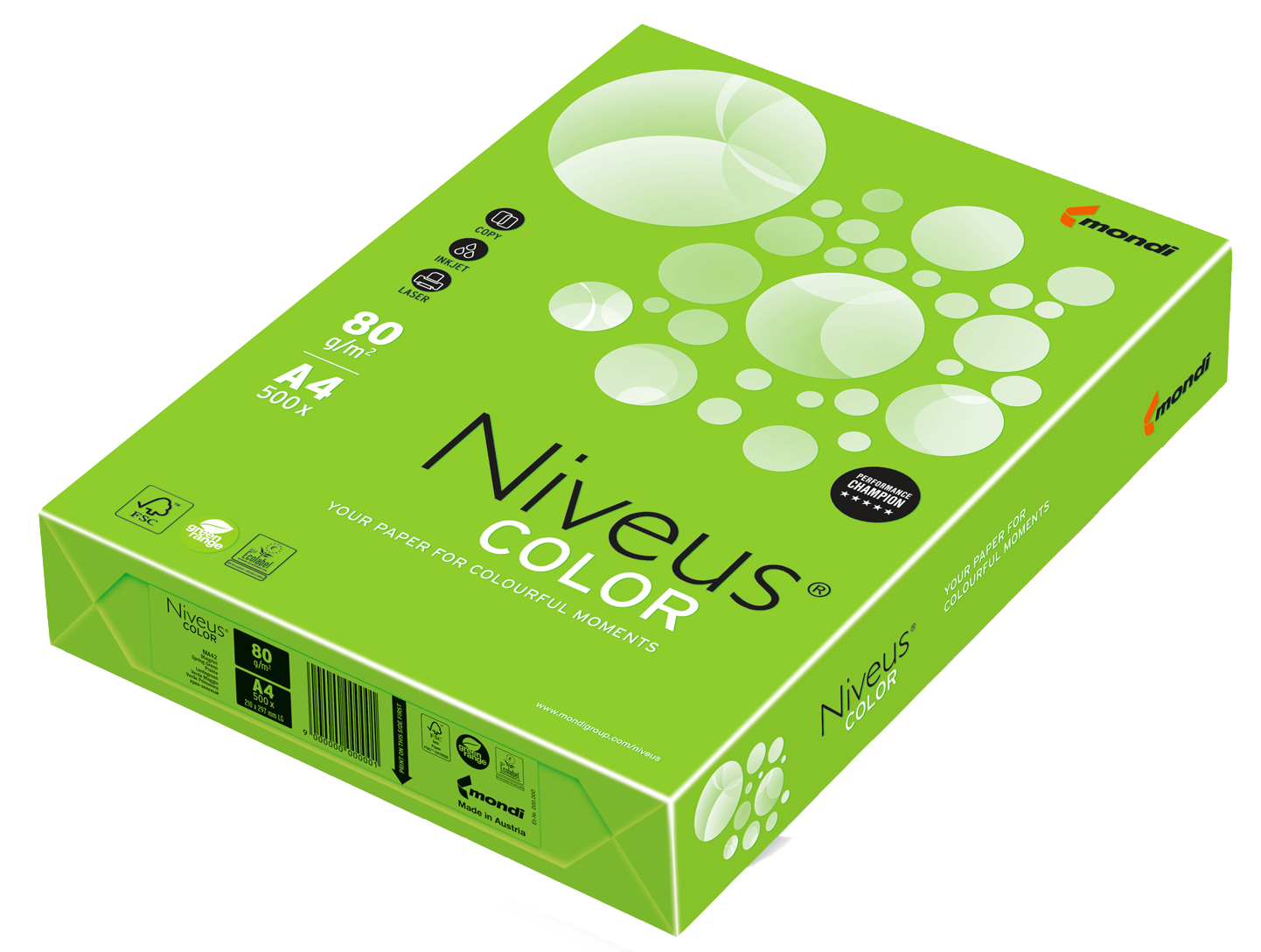

Бумага офисная цветная Niveus A4 80 г/м2 Неон 500 листов Зеленая (A4.80.NVN.NEOGN.500)