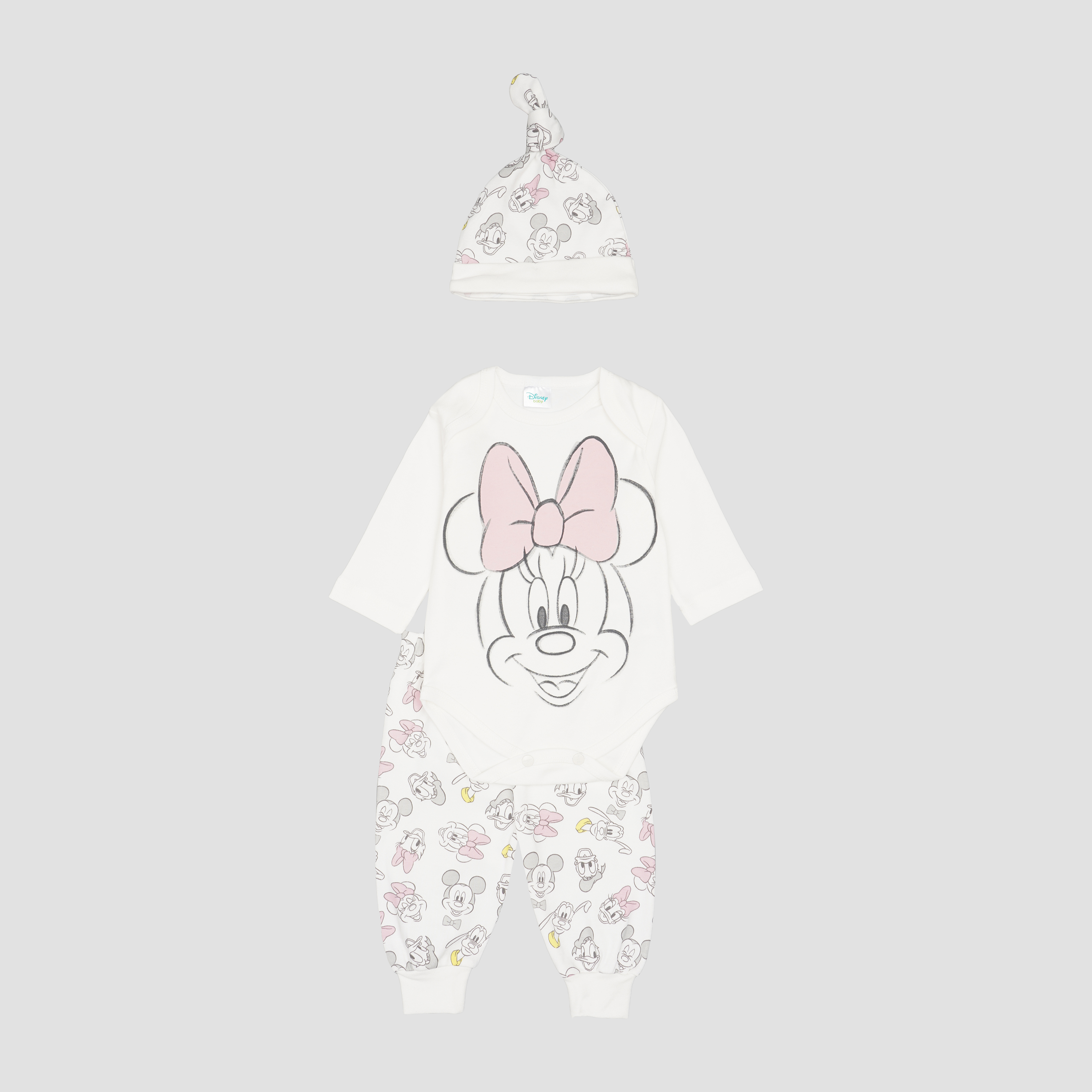 Акція на Комплект (боди + штанишки + шапочка) Disney Minnie Mouse MN16079 74-80 см Белый (8691109822468) від Rozetka UA