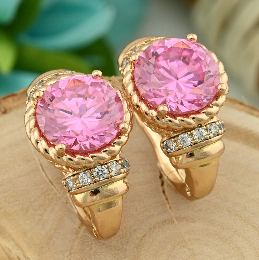 

Серьги Xuping 27553 размер 16х10 мм вес 4.7 г розовые фианиты позолота 18К