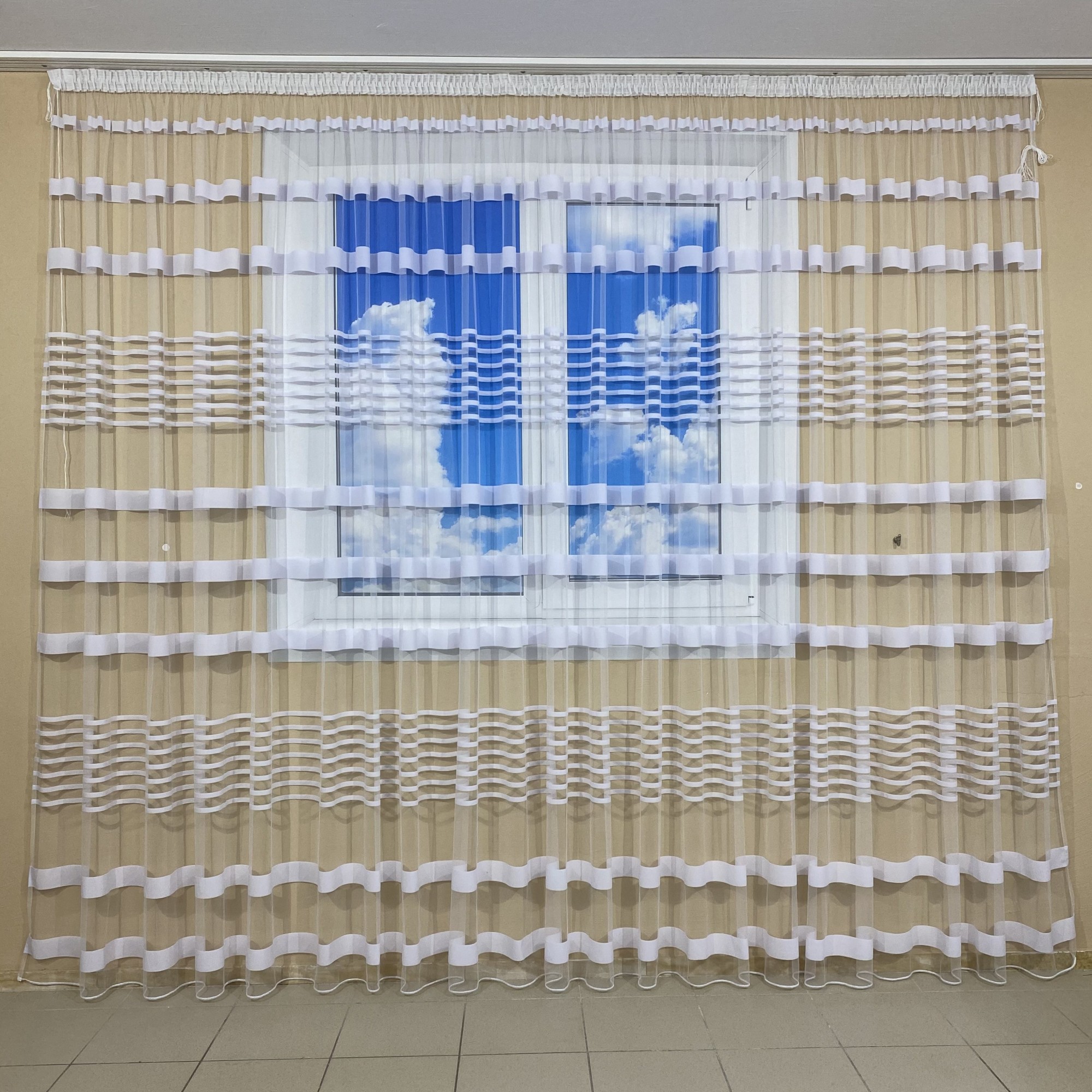 

​Тюль TG Home фатиновый Белый в полоску 500*270