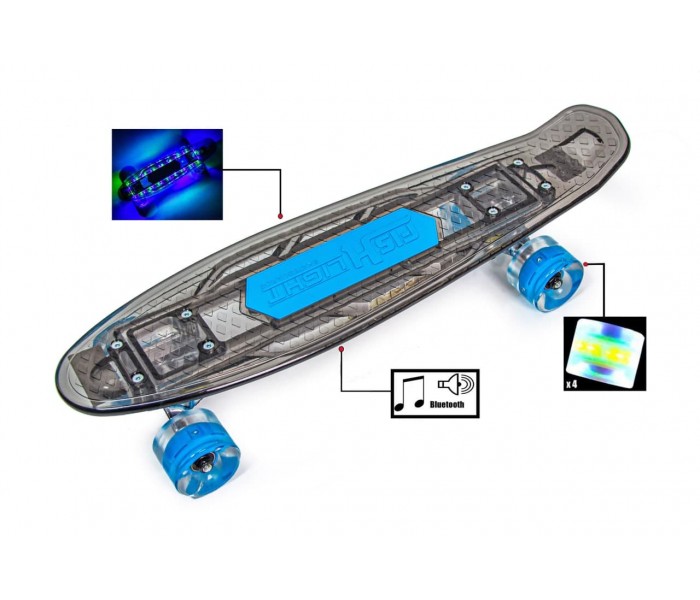 

Прозрачный пенни борд Penny Board 22" "Fish Skateboard" Черный Музыкальный со светящимися колесами