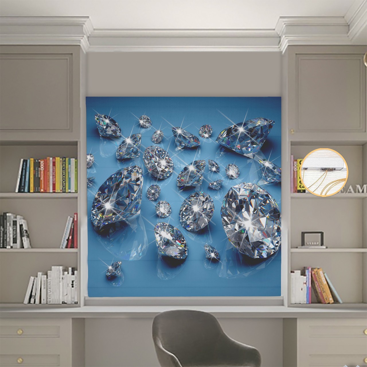 

Римские шторы DECOLIV Фотопечать Диаманты 00-523 Блэкаут 290*170 см