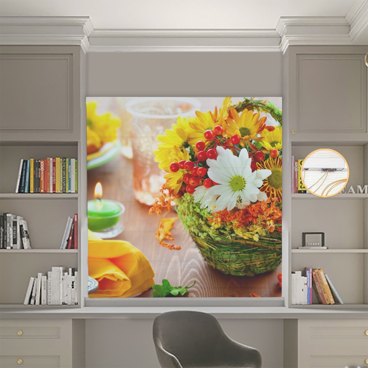 

Римские шторы DECOLIV Фотопечать Цветы 00-210 Блэкаут 60*170 см