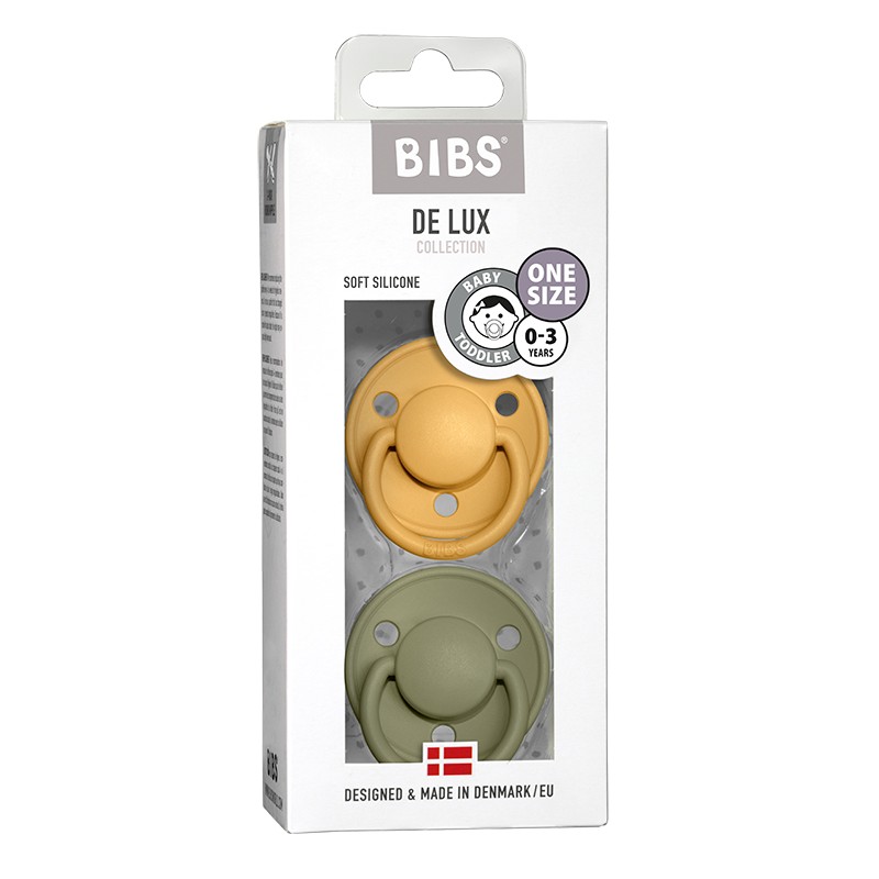 

Пустышка BIBS De Lux Silicone Honey + Olive 0-36 мес. 2 шт.