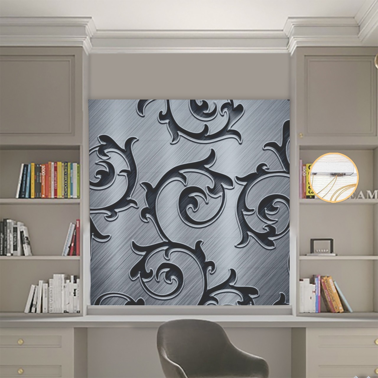 

Римские шторы DECOLIV Фотопечать Вензеля 00-552 Блэкаут 80*170 см