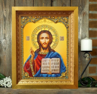 

Вышитая бисером картина (в раме) Картины Бисером Вышитая бисером Икона Христа Спасителя ()