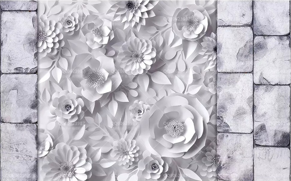 

Фотообои Walldeco Белые бумажные цветы №dec-622 Мелкий песок с блестками