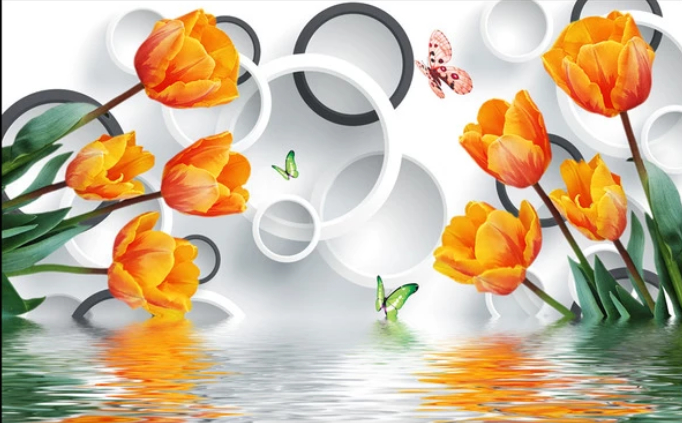 

Фотообои Walldeco Тюльпаны над водой №dec-003 Лоск