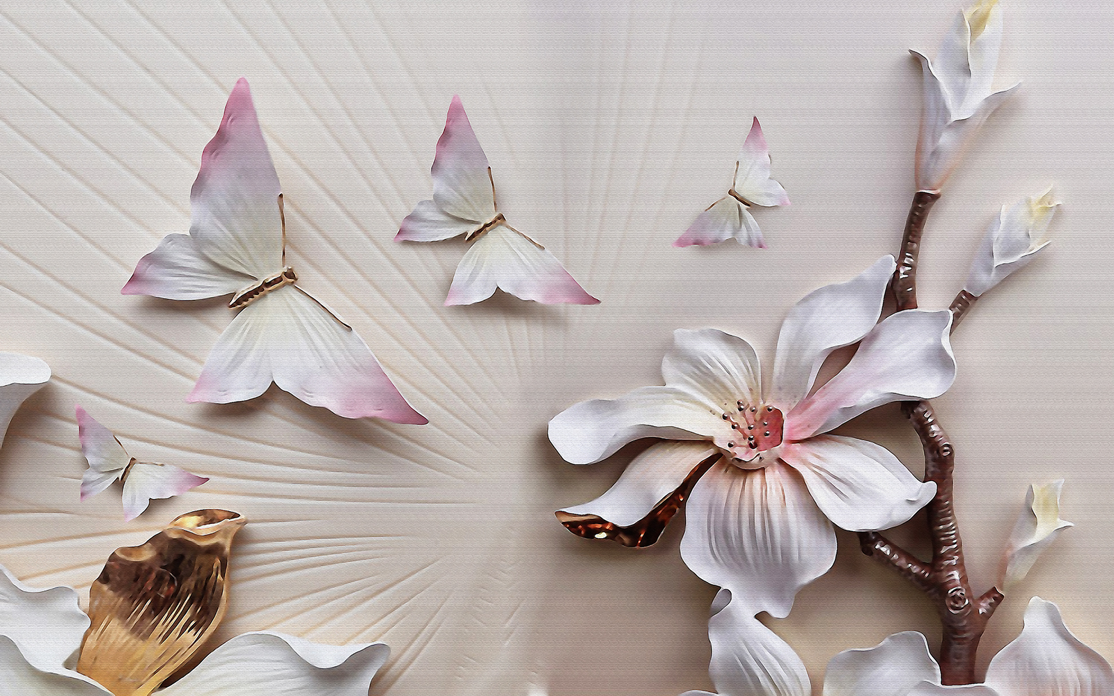 

Фотообои Walldeco Абстракция: 3d бабочки и цветы №35942 Бриз
