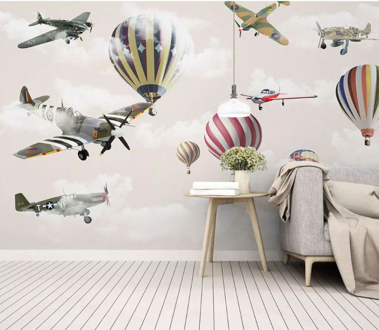 

Фотообои Walldeco Небольшие самолеты и воздушные шары №dec-1367 Мелкий песок с блестками