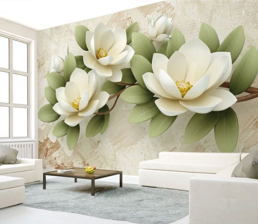 

Фотообои Walldeco Белые большие цветы №dec-2025 Гладь