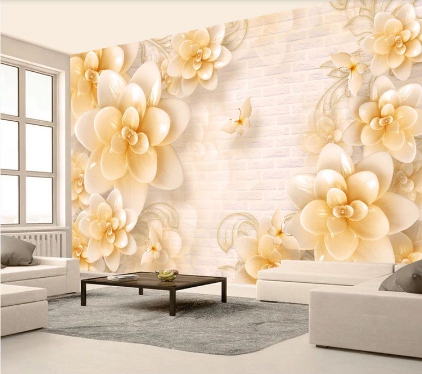 

Фотообои Walldeco Бежевые сказочные цветы №dec-2101 Лоск
