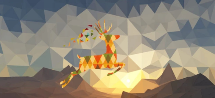 

Фотообои Walldeco Картина оленя из треугольников №dec-119 Мелкий песок с блестками