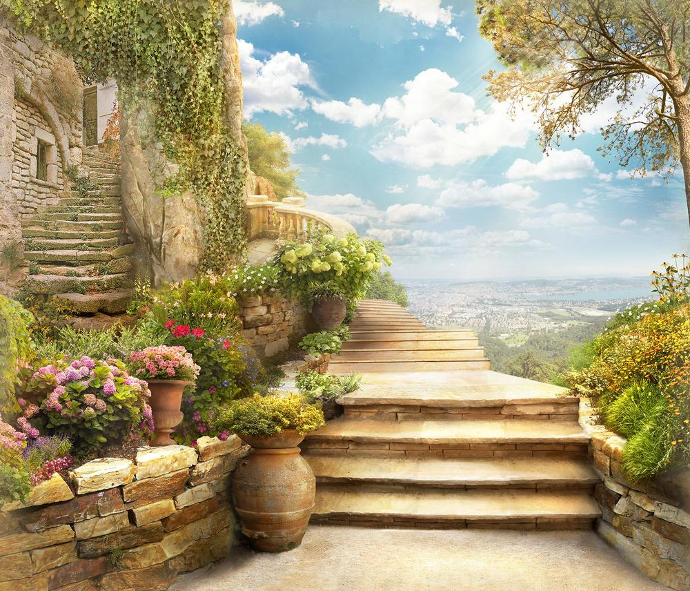 

Фотообои Walldeco Дом с каменной лестницей №33450 Жаккард