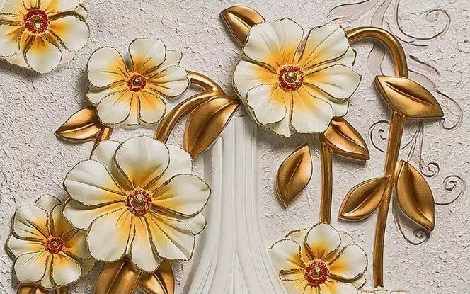 

Фотообои Walldeco Барельеф: цветы с драгоценными камнями №dec_3053 Деко