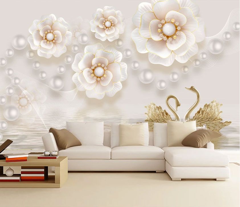 

Фотообои Walldeco Золотые лебеди, цветы и жемчужины №dec-2147 Деко