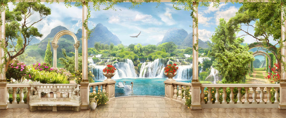 

Фотообои Walldeco Терраса у водопадов №31771 Базальт