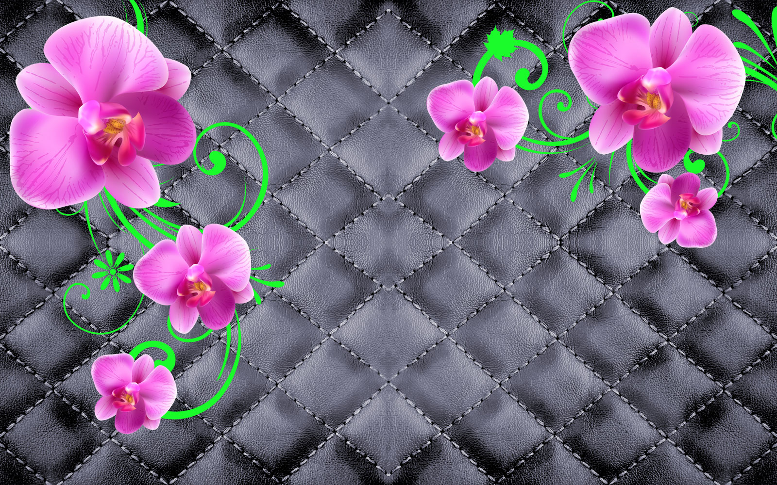 

Фотообои Walldeco Узор из орхидей на фоне кожи №40440 Гладь