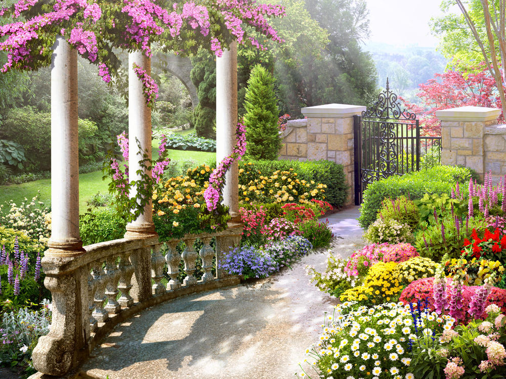 

Фотообои Walldeco Цветы у каменной дорожки №32300 Фреска