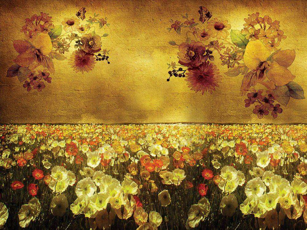 

Фотообои Walldeco Маковое поле №23564 Мелкий песок с блестками