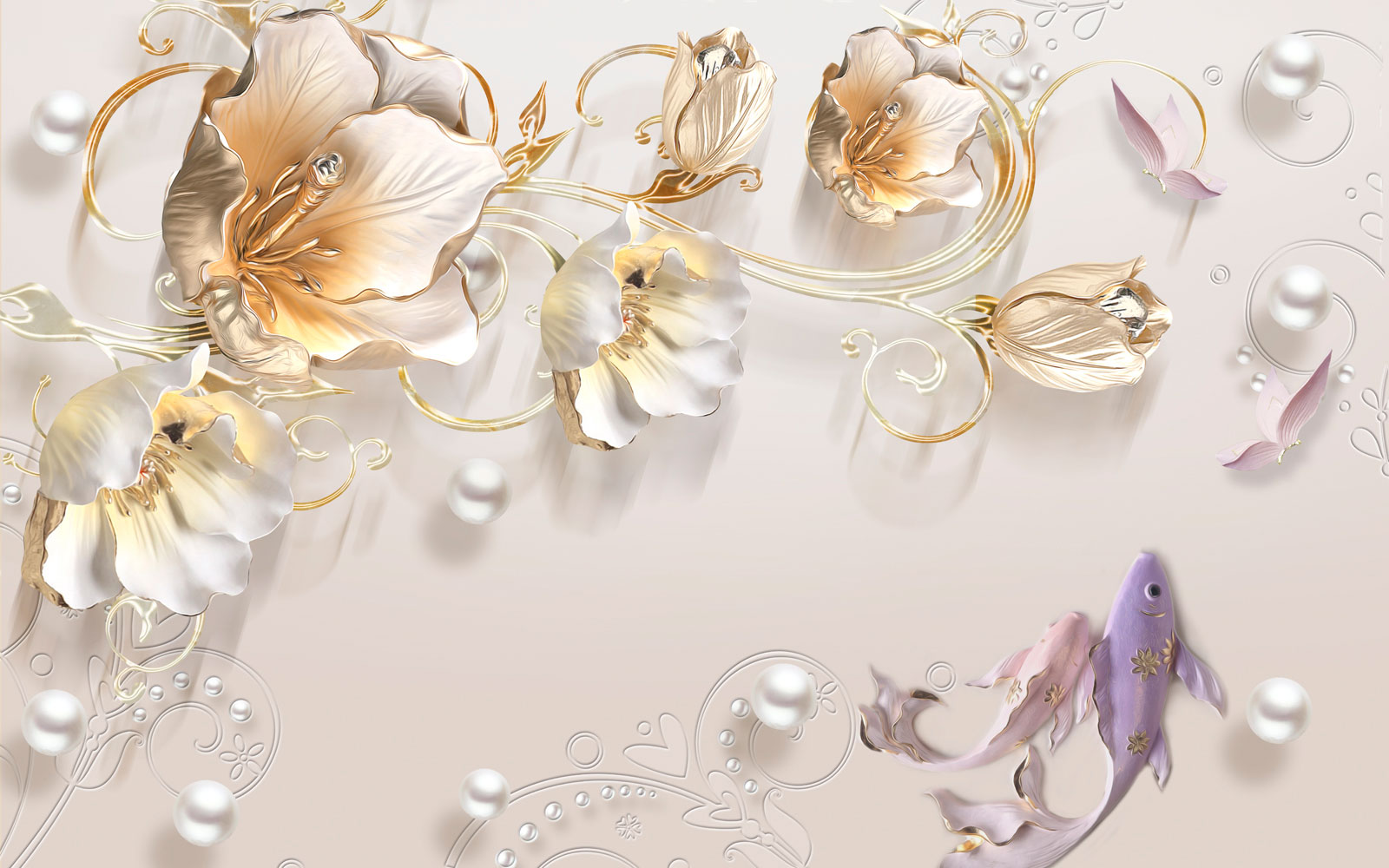 

Фотообои Walldeco Цветы и рыбки №37167 Деко