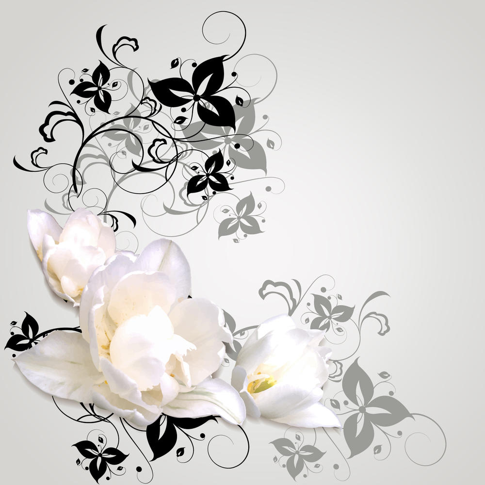 

Фотообои Walldeco Черно-белые цветы №30822 Фреска