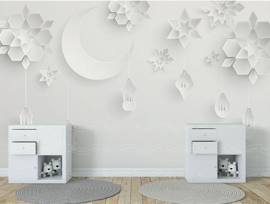 

Фотообои Walldeco 3d бумажная луна и звезды №dec-2057 Мелкий песок с блестками