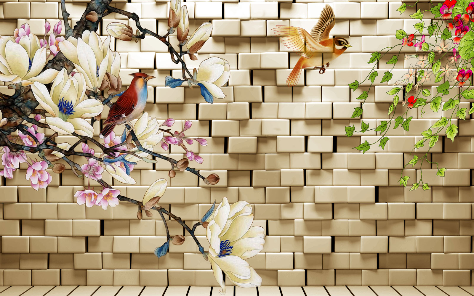 

Фотообои Walldeco Сказочные деревья и птицы №40449 Жаккард