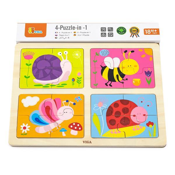 

Набор деревянных пазлов Viga Toys Насекомые 4 в 1 (KID_50189) 30 x 1 x 27 см