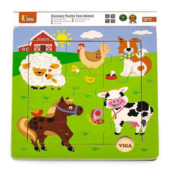 

Деревянный пазл Viga Toys Зверята на ферме (KID_50837) 25 x 1 x 23 см
