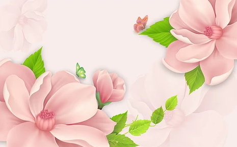 

Фотообои Walldeco Нежно-розовые цветы и бабочки №dec-292 Бриз