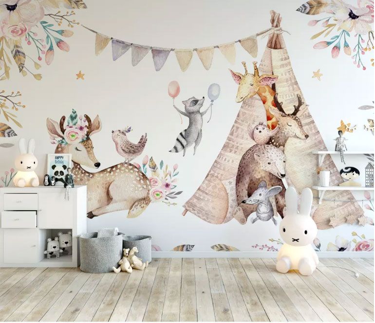 

Фотообои Walldeco Вигвам со зверями №dec-1390 Базальт