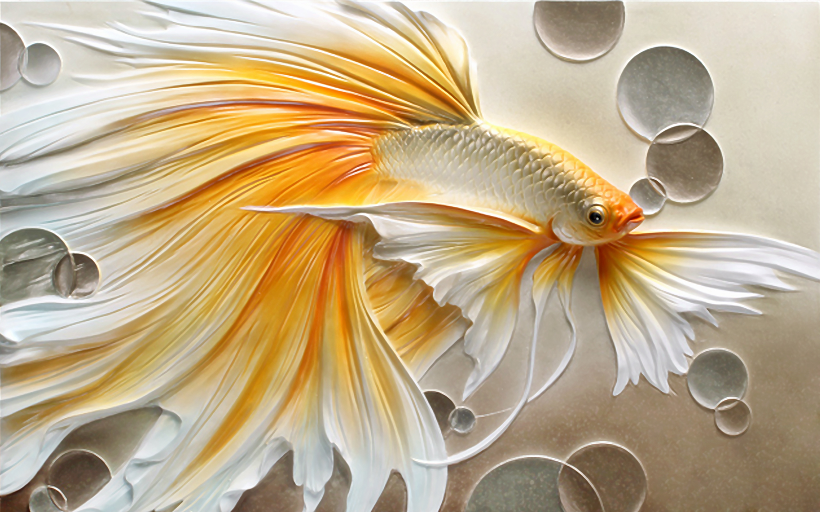 Золотая рыбка акрилом